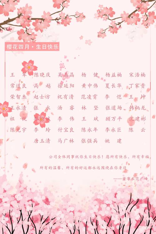 【生日祝?！抗ё?月生日的員工生日快樂(lè)！