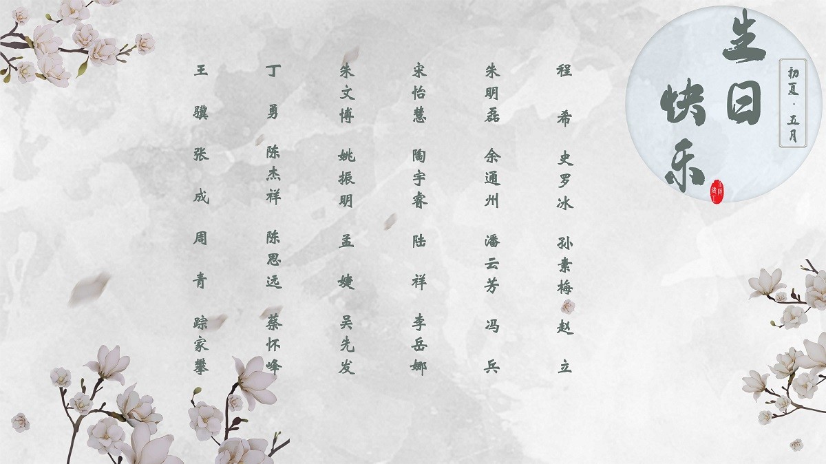 【生日祝?！抗ё?5月生日的員工生日快樂(lè)！